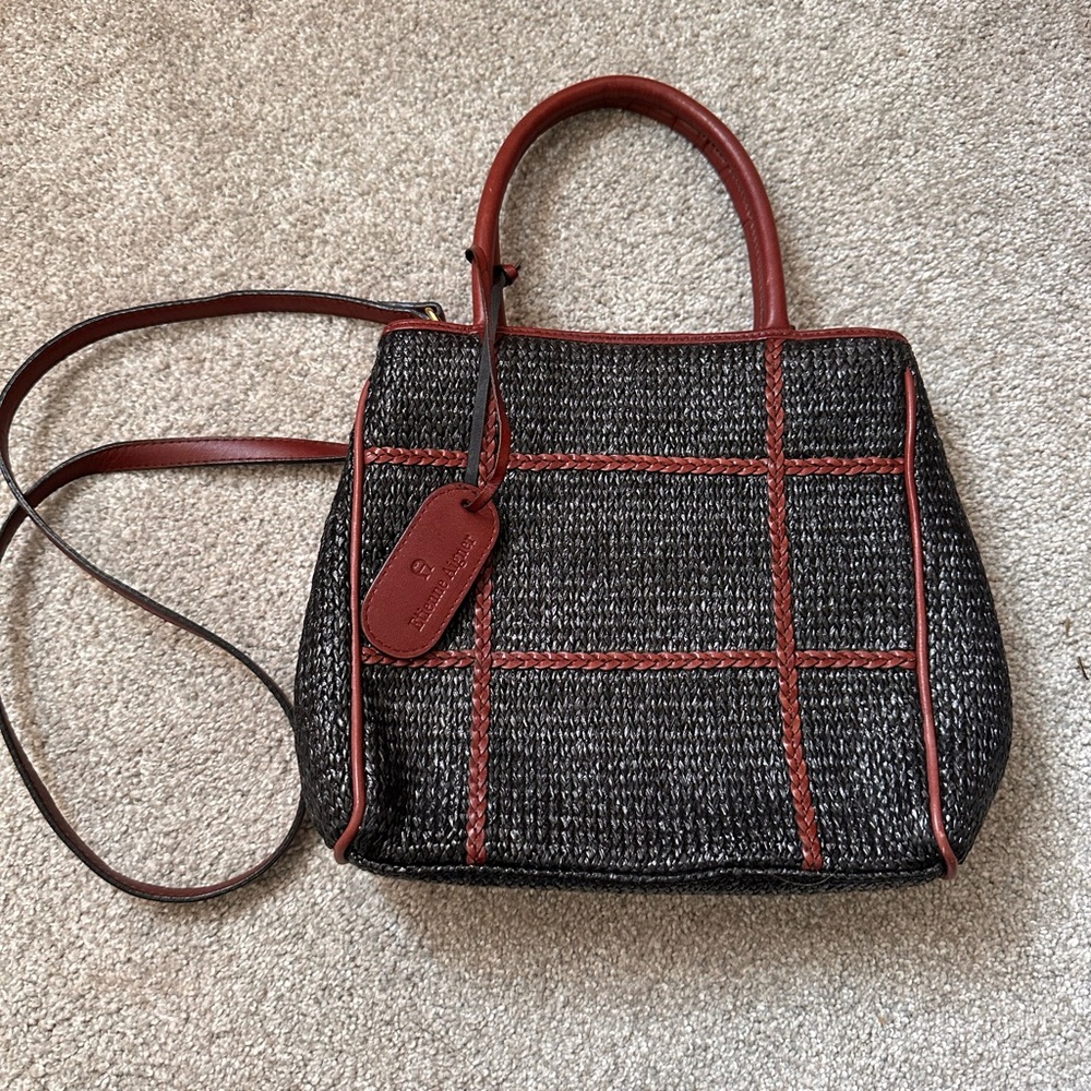 Vintage Etienne Aigner Stylish Black and Brown Woven Women's Handbag